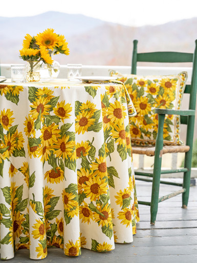 Sunflower Valley Round Cloth - Ecru | Shop Beautiful Designs by