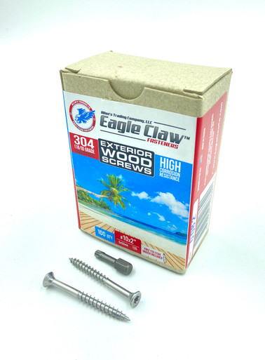 Allen's Trading Co. Eagle Claw Fasteners 10 x 2 Inch Stainless Steel Deck  Screws 100 Box T25 Star Drive Included