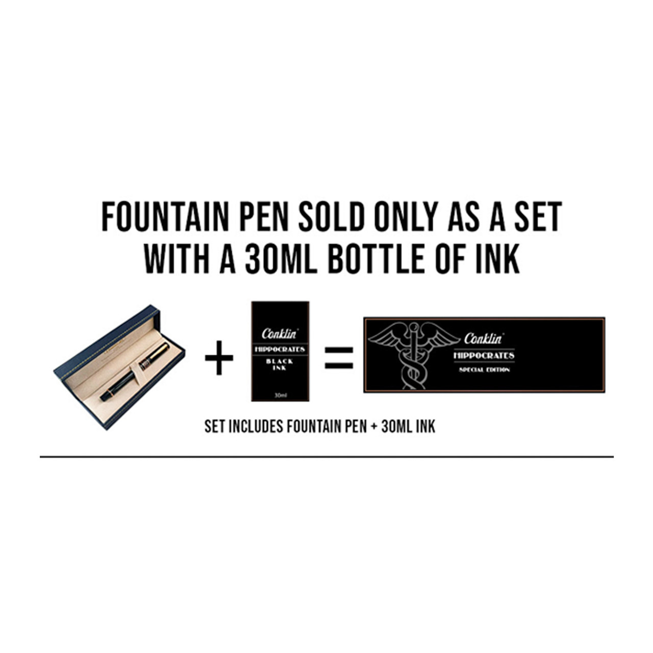 Conklin Hippocrates Fountain Pen Fountain Pen Set w/ 30ml Ink Bottle