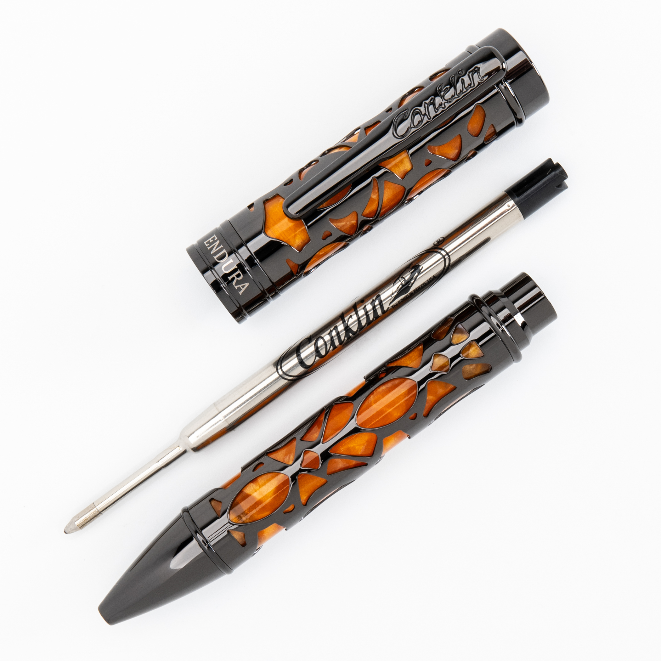 新品コンクリン エンデューラ デコクレスト 万年筆 オレンジ色 Conklin Endura Deco Crest Fountain Pen in Orange with
