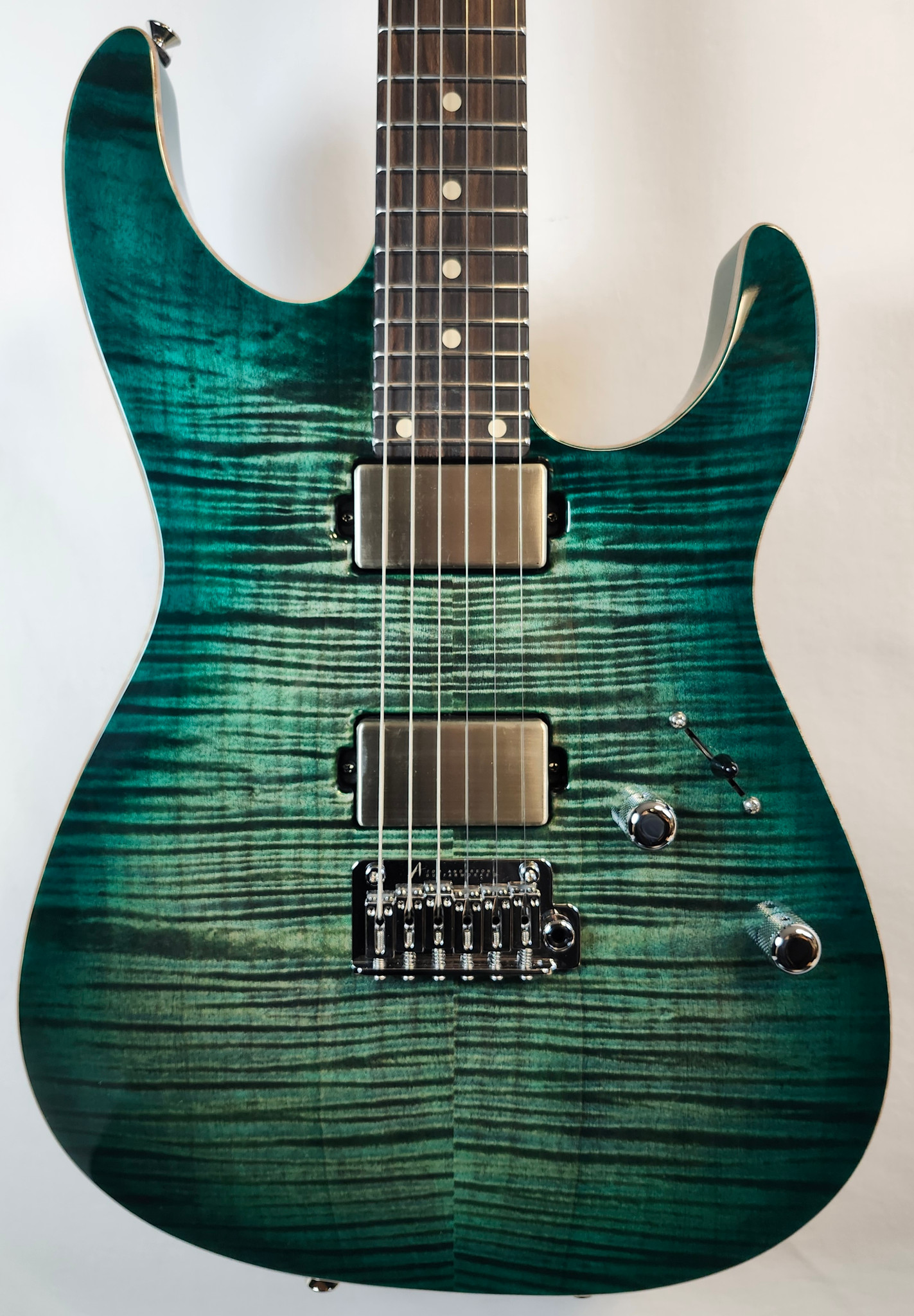 Tom Anderson Angel, Cajun Key Lime to Teal Burst, w/Bag