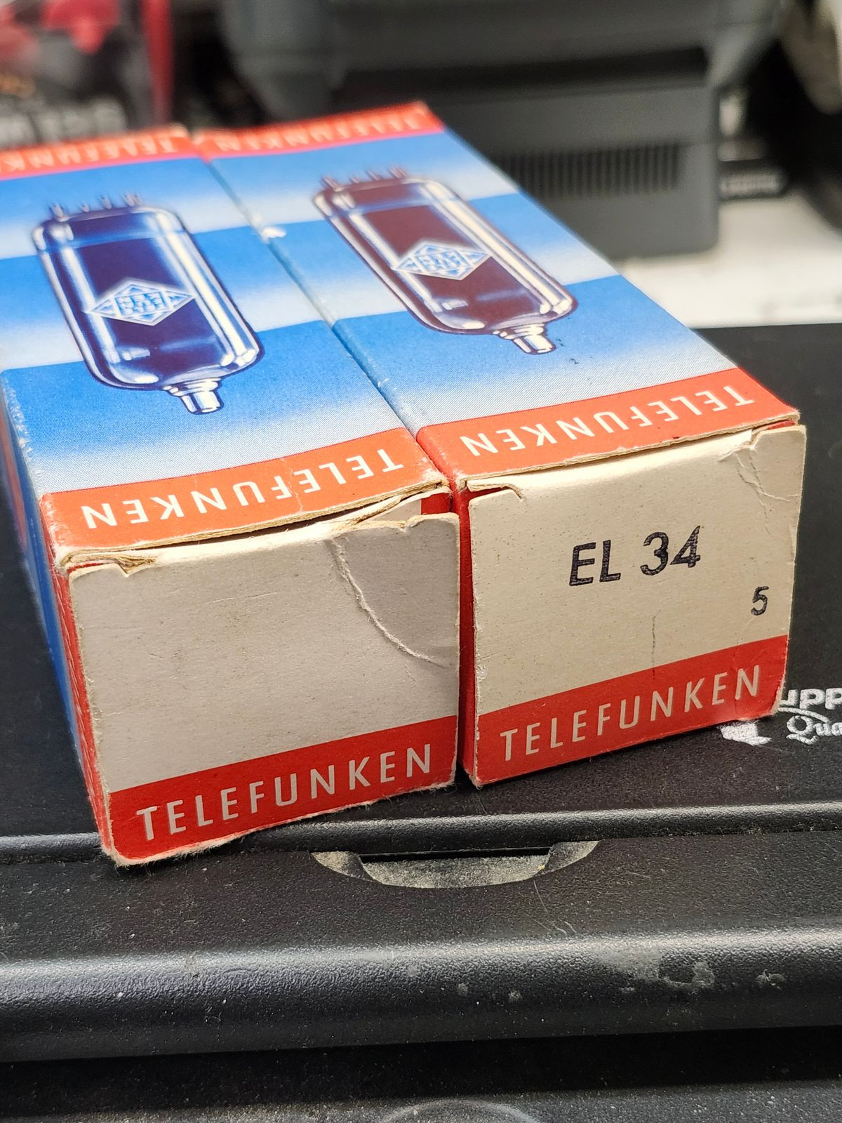 Telefunken Vintage EL34 Power Tubes, Matched Pair, Late 60s, NOS