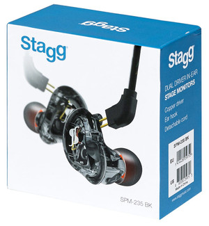 Stagg High-Resolution, Sound-Isolating in-Ear Monitor, Black
