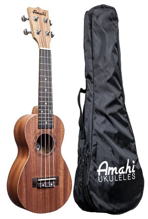 Amahi UK150W Select Mahogany, Peanut Shape, Soprano  UkuleleW/Bag