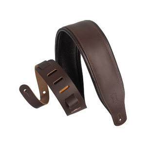 Levy's Amped Leather Series 3 inch Wide Top Grain Leather Guitar/Bass
 Straps, Dark Brown