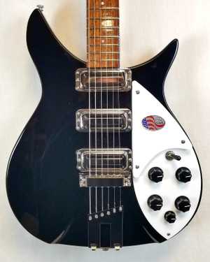 Rickenbacker 350V63 Jet Glo Liverpool, 3 Pickup, Semi-Hollow, White Pickguard, 21 Fret, Full Size Neck, Black (350V63 JG) Rickenbacker 350V63 Jet Glo Liverpool, 3 Pickup, Semi-Hollow, White Pickguard, 21 Fret, Full Size Neck, Black (350V63 JG)