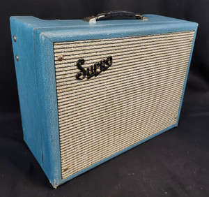 Vintage 1963-64 Supro/Valco 1616T Coronado JR Combo Amp Trojan Tremolo, Midnight Blue Rhino Hide Tolex/White Piping Vintage 1963-64 Supro/Valco 1616T Coronado JR Combo Amp Trojan Tremolo, Midnight Blue Rhino Hide Tolex/White Piping