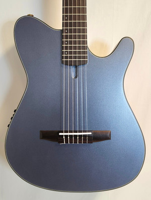 Ibanez FRH10NIBF Nylon String Acoustic Electric Guitar, Solid Sitka Spruce Top, Sapele Back and Sides Indigo Blue Metallic Flat