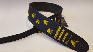 Perri's Leather P25EPSS-850 Elvis Presley Silk Screen Little Yellow Poses 2.5” Leather Guitar Strap