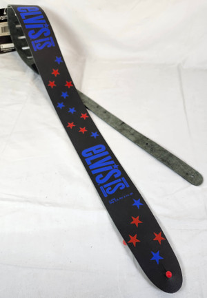 Perri's Leather P25EPSS-853 Elvis Presley Silk Screen Elvis Is Star 2.5” Leather Guitar Strap Perri's Leather P25EPSS-853 Elvis Presley Silk Screen Elvis Is Star 2.5” Leather Guitar Strap