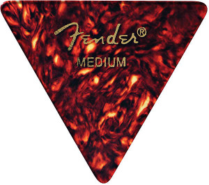 Fender Pack of 12 Classic Celluloid Medium 355 Shape Large Triangle Guitar Picks, Shell