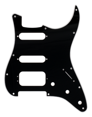 Fender 11-hole Stratocaster H/S/S Pickguards (3-Screw Humbucking Pickup Mount), 3-Ply, Black