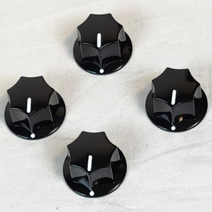 Rickenbacker 03573 Vintage Black Bass Knobs Set of 4 for 4001C Series, will fit any Rickenbacker bass