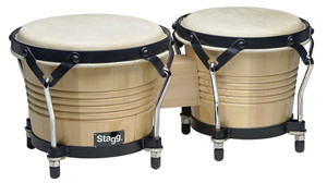 Stagg BW-200-N Latin Wood Bongo Drum, 7.5" and 6.5" Head Size Natural