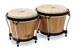 CP221-DW Cosmic Percussion 6-inch and 7-inch Traditional Bongo Set - Dark Wood with Black Hardware