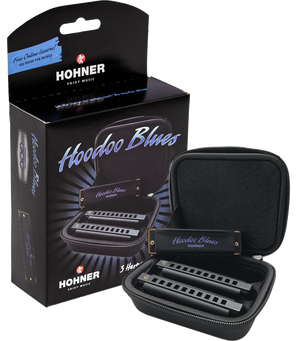 Hohner HBP Hoodoo Blues Harmonica 3-Pack with Case in the Keys of C,D and G