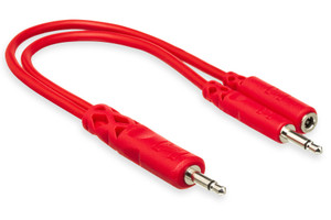 Hopscotch Patch Cables 3.5 mm TS with 3.5 mm TSF Pigtail to 3.5 mm TS, 6 Inches