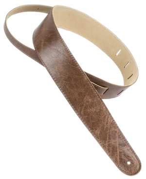 Henry Heller HCAP2-VBN Luxe Soft Capri Leather 2" Guitar Strap with Adjustable Feed Through, Vintage Brown