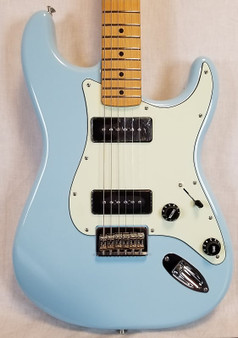 Noventa Stratocaster Electric Guitar, Maple Fingerboard, Daphne Blue, W Deluxe Gig Bag