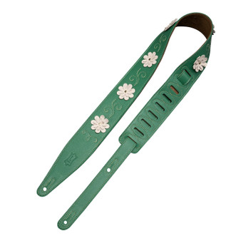 Levy's MG317IB-001 In Bloom 2.5 inch Leather Guitar Strap, Green