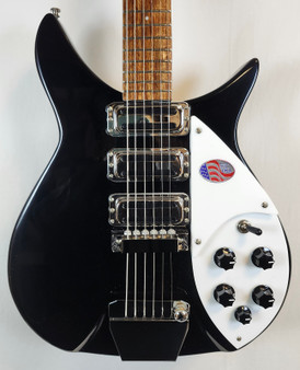 Rickenbacker 325C64 Jet Glo Miami, 3 Pickup, Semi-hollow, White Pickguard, Ric Vibrato, 21 Fret, Short Scale Rickenbacker 325C64 Jet Glo Miami, 3 Pickup, Semi-hollow, White Pickguard, Ric Vibrato, 21 Fret, Short Scale