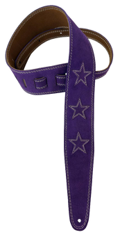 Henry Heller HP25STAR-PUR 2.5" Wide Garment Leather Strap w/Double Stitched Stars, Purple