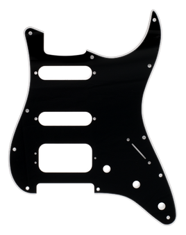 Fender 11-hole Stratocaster H/S/S Pickguards (3-Screw Humbucking Pickup Mount), 3-Ply, Black