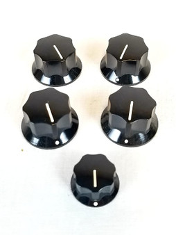 Rickenbacker 03571 Set of 5 Vintage Guitar Knobs Black