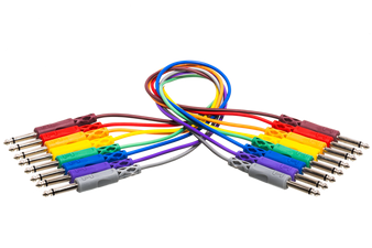 Hosa CPP-890 Unbalanced Patch Cables, 1/4 in TS to Same, 3 ft, 8pc.