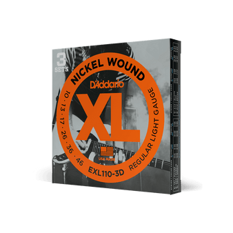 D'Addario Electric Guitar Strings Nickel Wound, 3-Pack, Regular Light Gauge 10-46