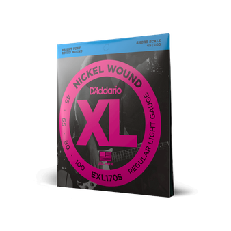 D'Addario EXL170S  Short Scale Nickel Wound Electric Bass String Set, Light, 45-100