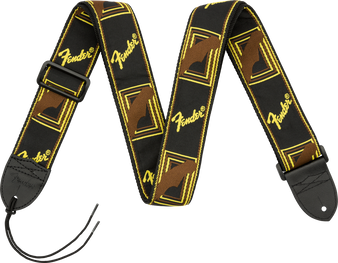 Fender 2 Inch Monogrammed Guitar Strap, Black/Yellow/Brown