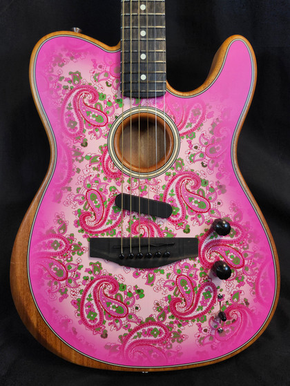 Fender Limited Edition American Acoustasonic Telecaster, Pink Paisley, w/Gig Bag
