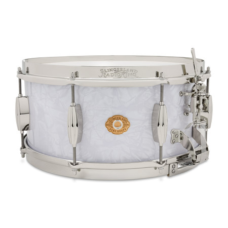 Slingerland Gene Krupa Limited Edition Radio King Snare Drum, 6.5" X 14", White Marine Pearl