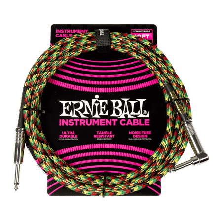 Ernie Ball P06481 Braided Instrument Cable Straight/Angle 10ft - Good Vibrations