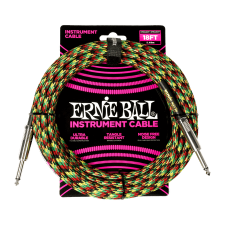 Ernie Ball P06482 Braided Instrument Cable Straight/Straight 18ft - Good Vibrations