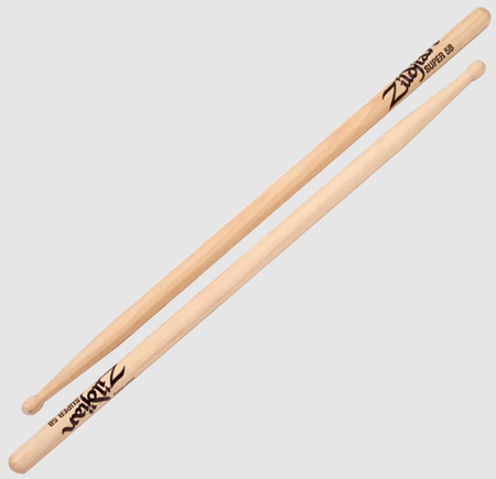 Zildjian Super 5b, Nylon Tip, Hickory Natural Drumsticks, Pair
