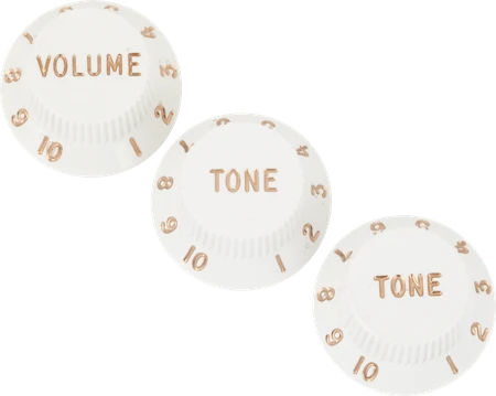 Fender Stratocaster Knobs, White (Volume, Tone, Tone) (3)
