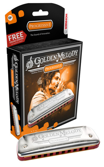 Hohner 542PBX-E Progressive Golden Melody Key Of E Boxed Package Harmonica