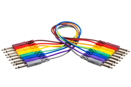 Hosa CPP-890 Unbalanced Patch Cables, 1/4 in TS to Same, 3 ft, 8pc.