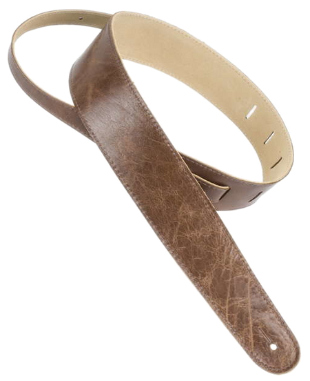 Henry Heller HCAP2-VBN Luxe Soft Capri Leather 2" Guitar Strap with Adjustable Feed Through, Vintage Brown