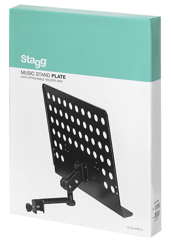 Stagg MUS-ARM 2 Large Perforated Music Stand Plate With Attachable Holder Arm