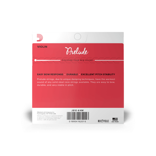 D'Addario Prelude Violin Strings Set 4/4 Size Medium (J810 4/4M)