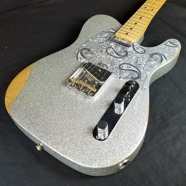 Fender Brad Paisley Road Worn Telecaster, Electric Guitar, Maple Fingerboard, Silver Sparkle