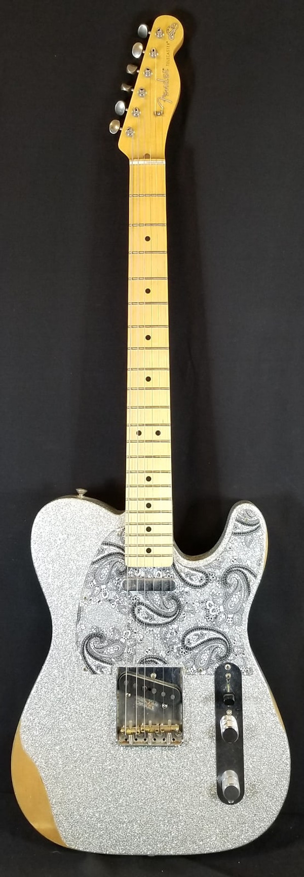 Fender Brad Paisley Road Worn Telecaster, Electric Guitar, Maple Fingerboard, Silver Sparkle