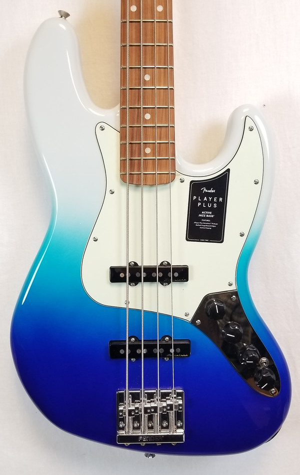 Fender Player Plus Jazz Electric Bass Guitar, Pau Ferro Fingerboard, Belair Blue, With Gig Bag