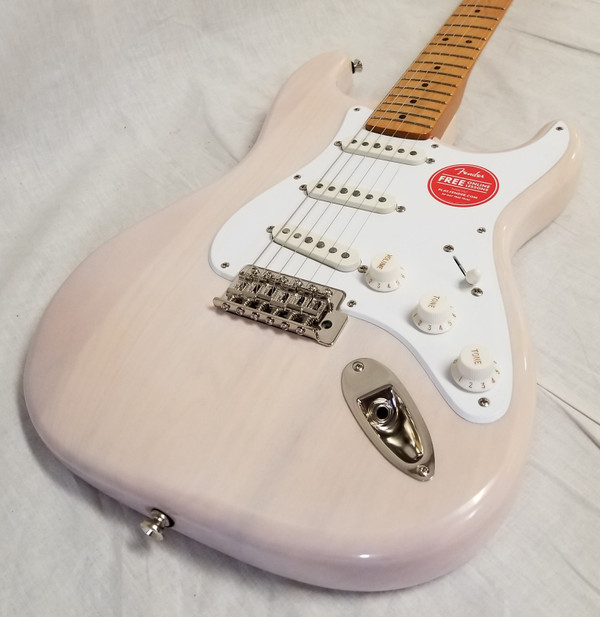 Squier Classic Vibe '50s Stratocaster Electric Guitar, Maple Fingerboard, White Blonde