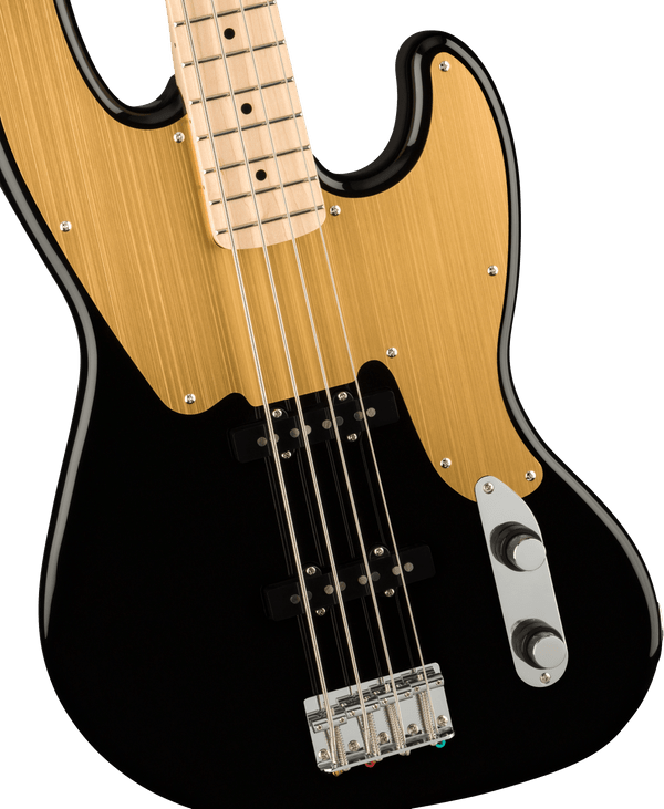 Squier Paranormal Jazz Bass® '54, Maple Fingerboard, Gold Anodized Pickguard, Black