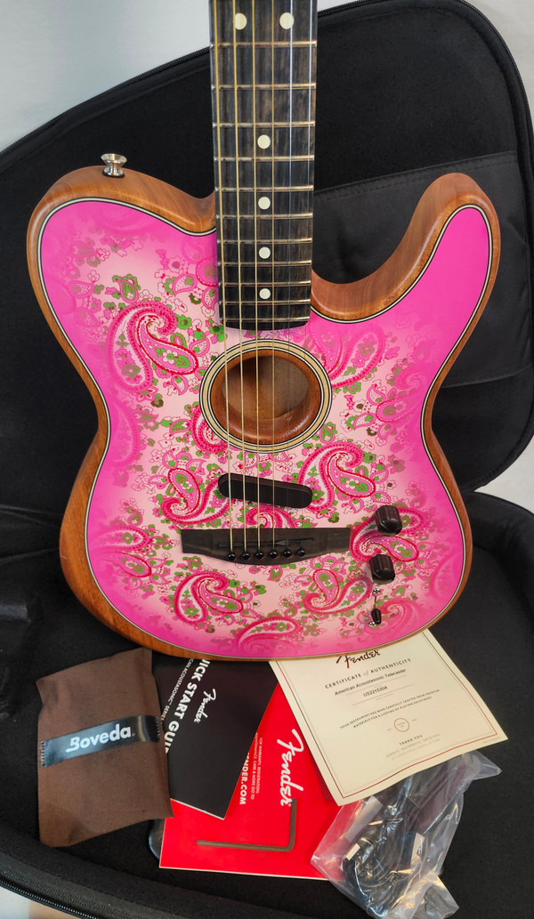 Fender Limited Edition American Acoustasonic Telecaster, Pink Paisley, w/Gig Bag