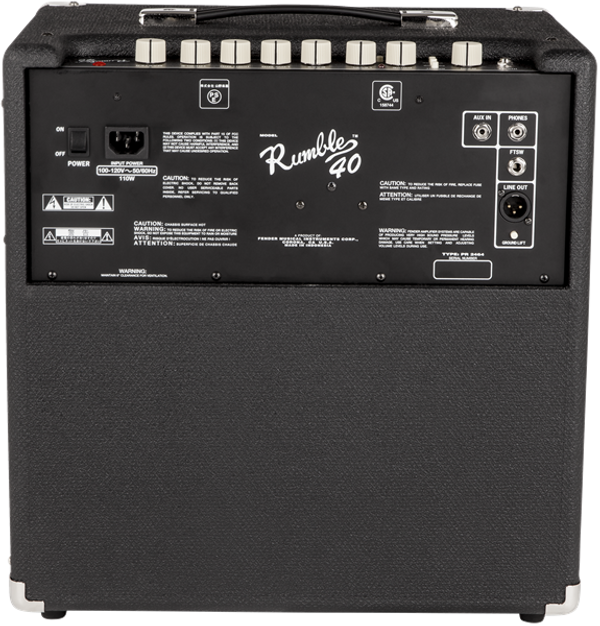 Fender Rumble 40 (V3), 40 Watt Bass Combo Amplifire With 10 Inch Speaker, Black/Silver